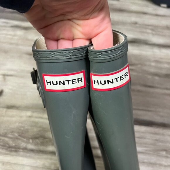 Hunter Original Gloss Tall Rain Boots Graphite Grey Women’s Size 7 - Picture 8 of 11